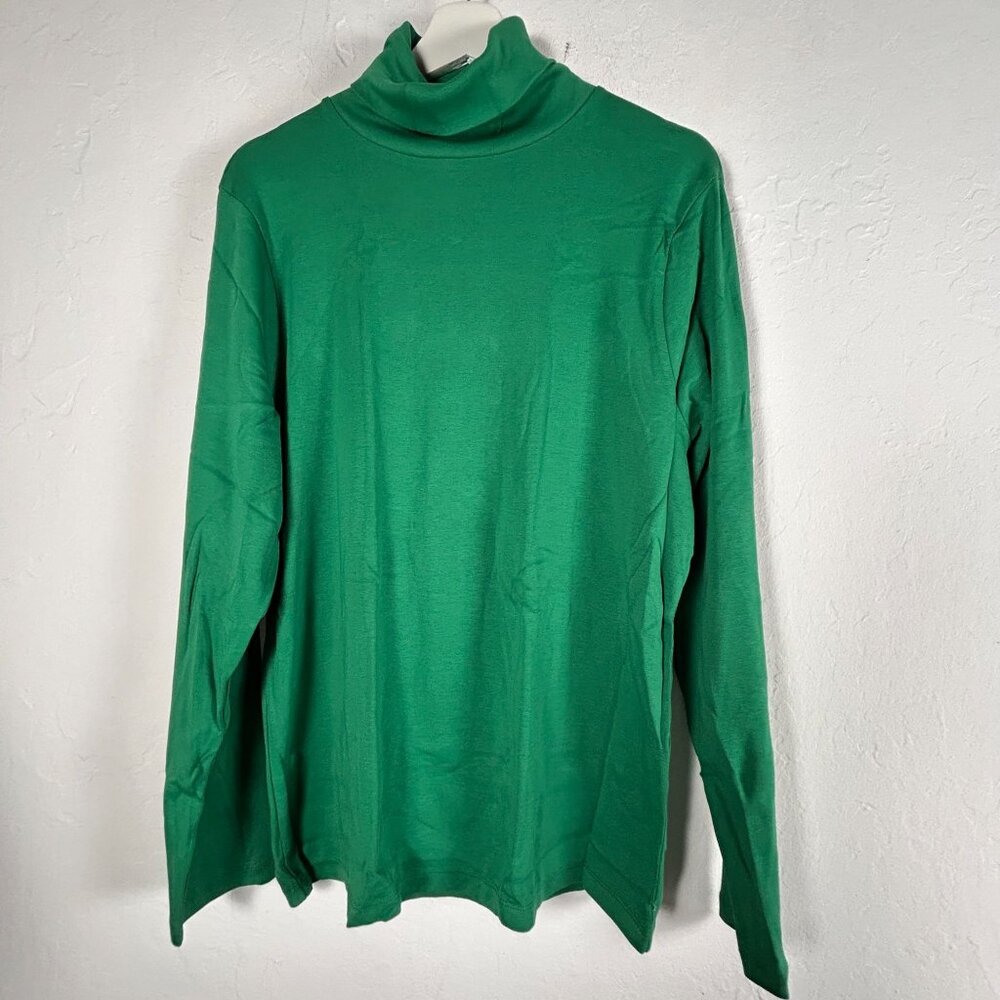 J.Crew Womens Green Turtleneck Long Sleeve Perfect Fit Top Size 2X H0553 New